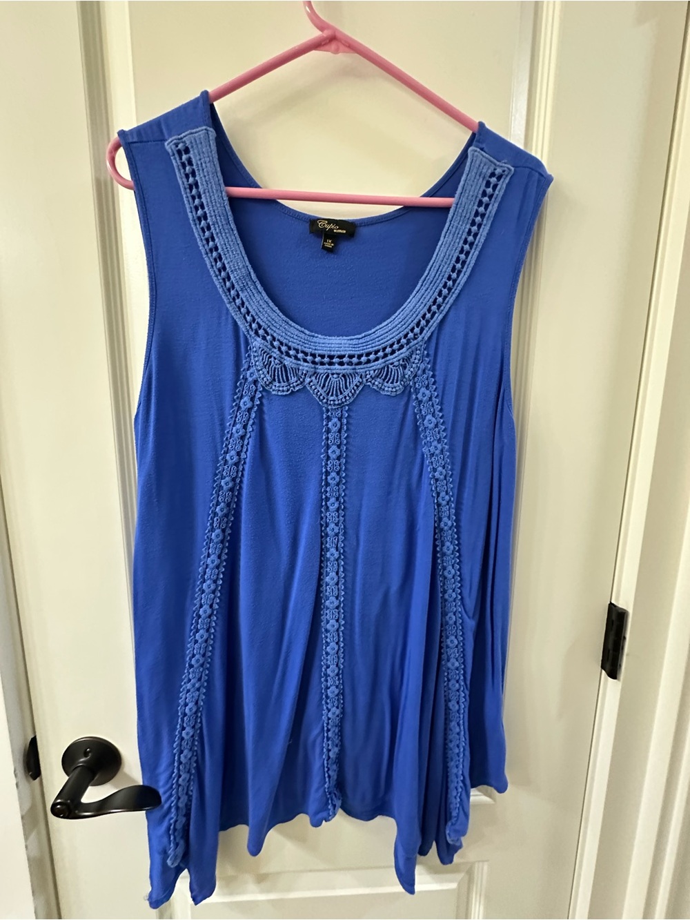Cupio Royal Blue Crochet-Trim Sleeveless Top